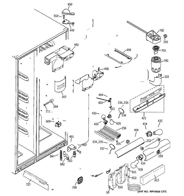FRESH FOOD SECTION Diagram and Parts List for SSL27RGRCBS  General Electric Refrigerator
