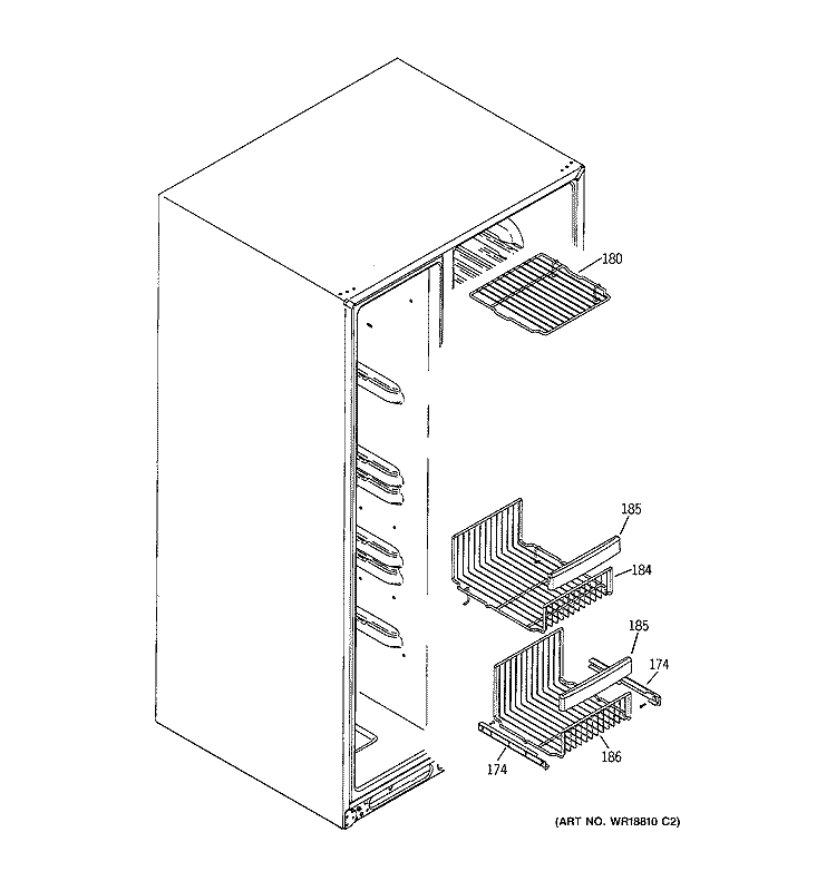 FREEZER SHELVES Diagram and Parts List for ESF25LGRECC  General Electric Refrigerator