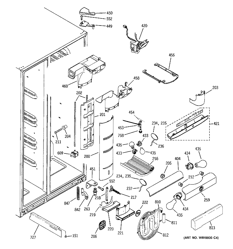 FRESH FOOD SECTION Diagram and Parts List for GSG25SISBCSS  General Electric Refrigerator