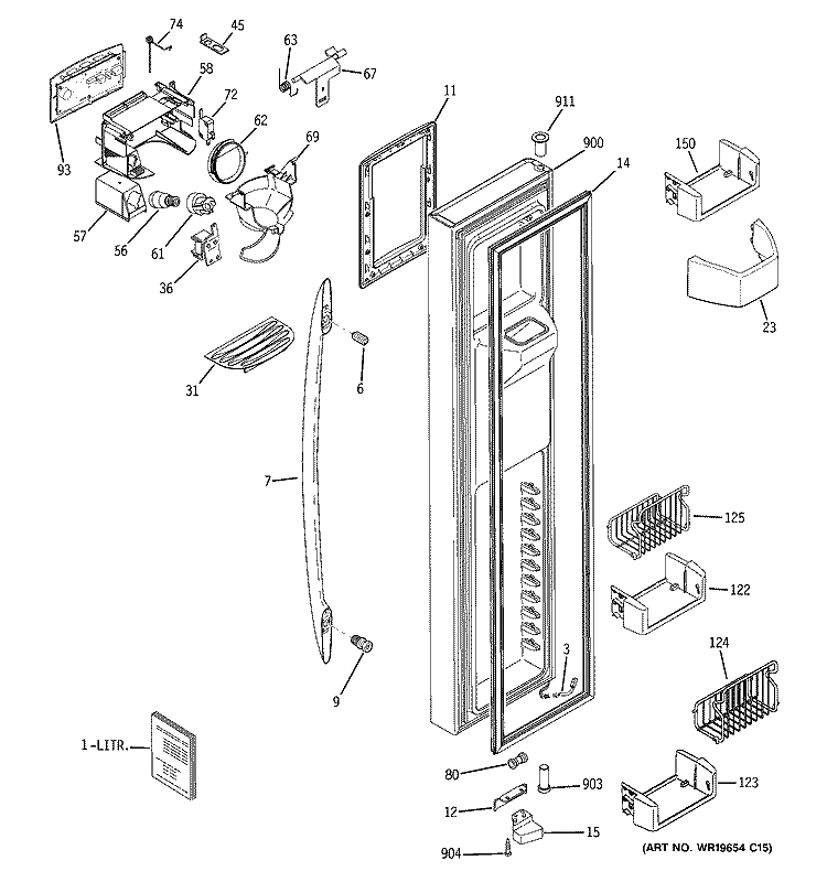 FREEZER DOOR Diagram and Parts List for PSG27SHSBCSS  General Electric Refrigerator