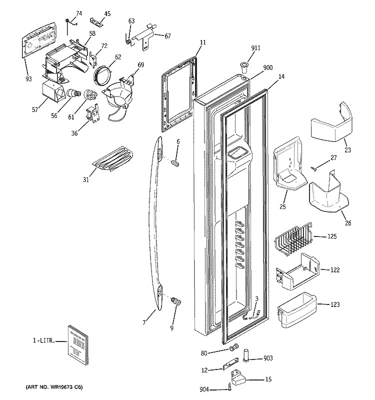FREEZER DOOR Diagram and Parts List for PSS26MSRESS  General Electric Refrigerator