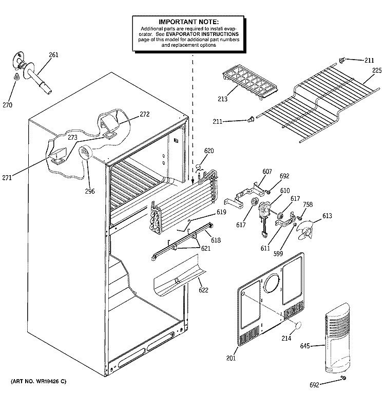 FREEZER SECTION Diagram and Parts List for HTM18IBPFRSA  Hotpoint Refrigerator