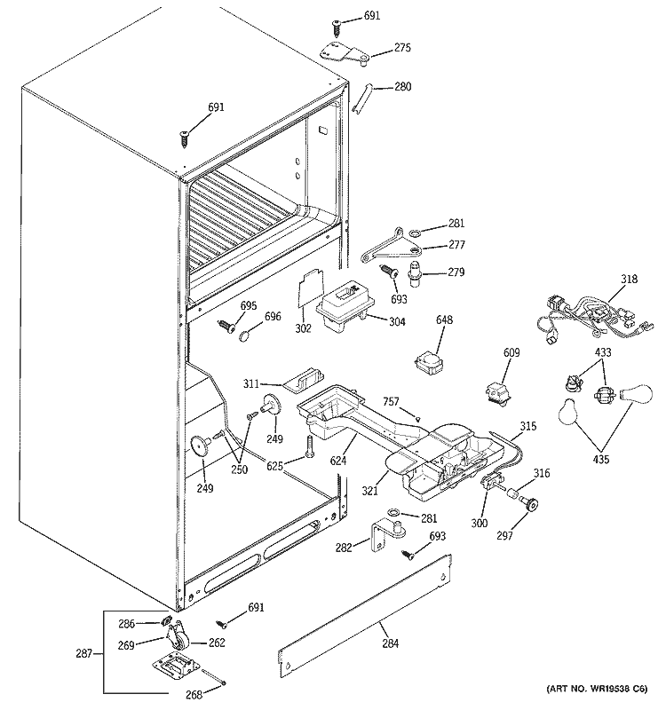 FRESH FOOD SECTION Diagram and Parts List for HTM18IBPFRSA  Hotpoint Refrigerator