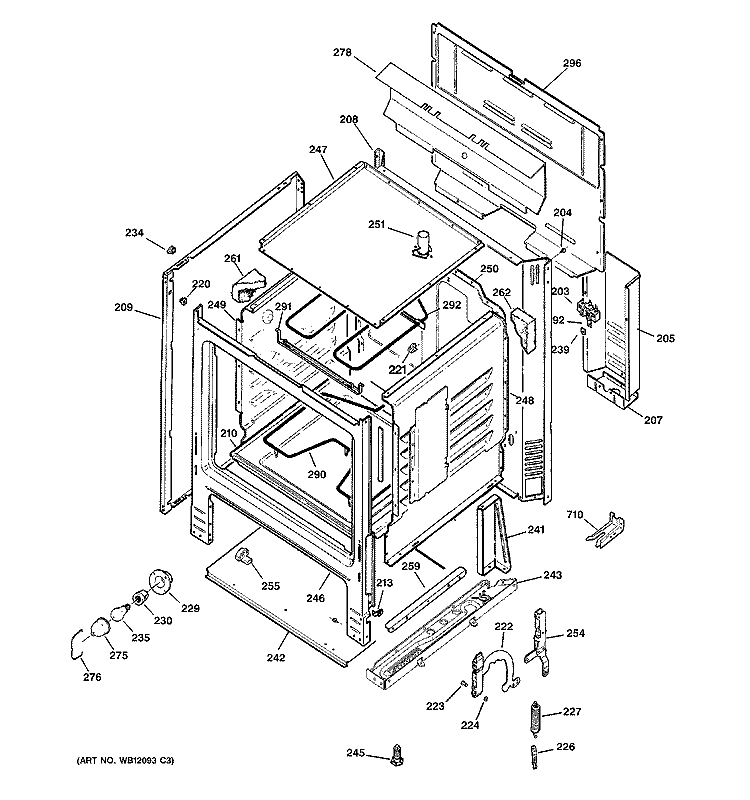 BODY PARTS Diagram and Parts List for RB526K1BB  Hotpoint Range