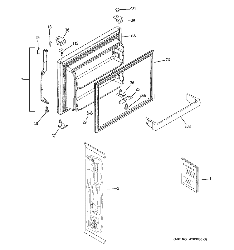 FREEZER DOOR Diagram and Parts List for HTM18IBPNRSA  Hotpoint Refrigerator