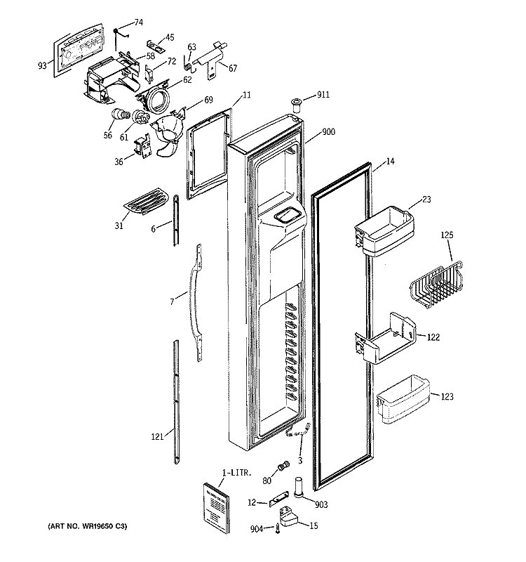 FREEZER DOOR Diagram and Parts List for HSK27MGMKCCC  Hotpoint Refrigerator