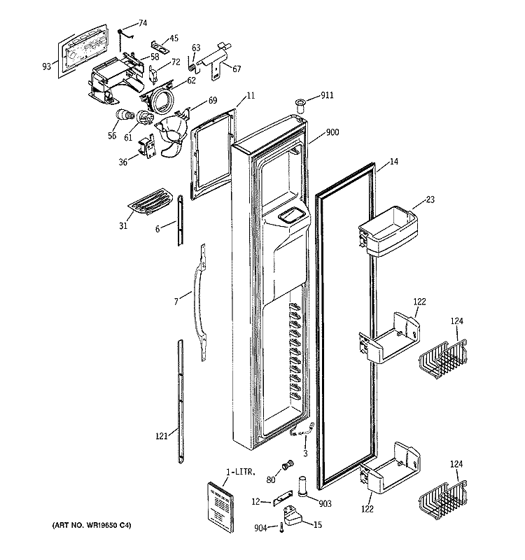 FREEZER DOOR Diagram and Parts List for HSK29MGMKCCC  Hotpoint Refrigerator