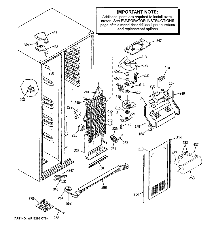 FREEZER SECTION Diagram and Parts List for ESF25LGRBBB  General Electric Refrigerator