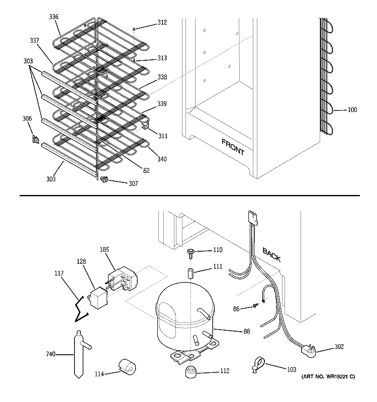 UNIT PARTS Diagram and Parts List for FUM21DMBRWH  General Electric Freezer