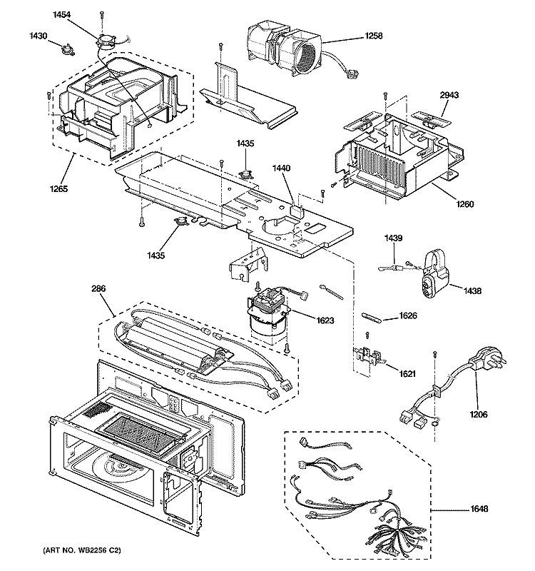 INTERIOR PARTS 2 Diagram and Parts List for SCA2001FSS02  General Electric Microwave