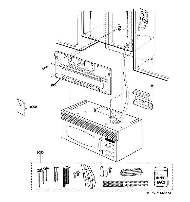 INSTALLATION PARTS Diagram and Parts List for SCA2001FSS02  General Electric Microwave