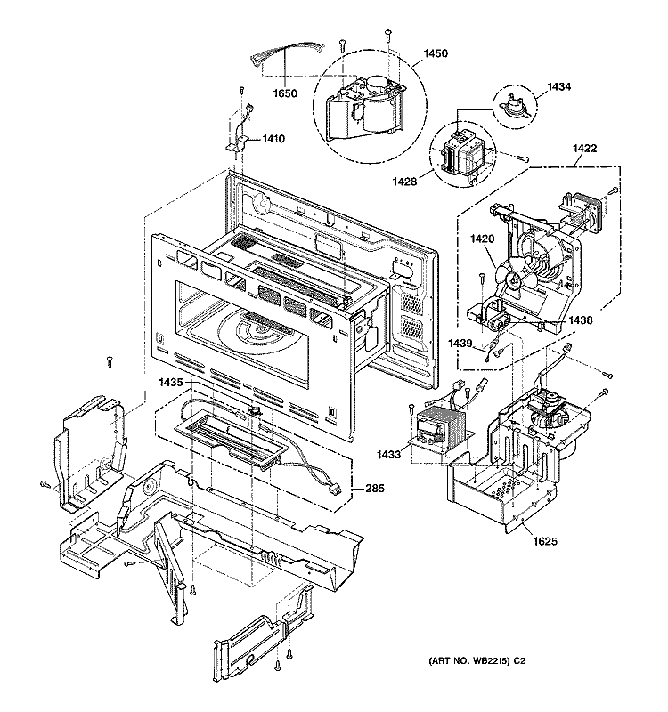 INTERIOR PARTS 1 Diagram and Parts List for SCB2001KSS01  General Electric Microwave Oven Combo