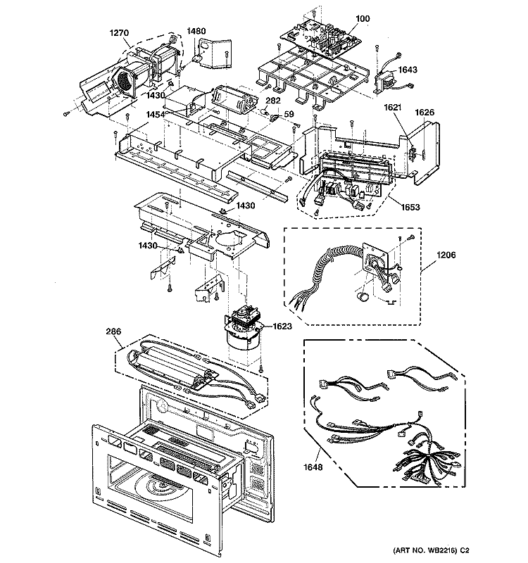 INTERIOR PARTS 2 Diagram and Parts List for SCB2001KSS01  General Electric Microwave Oven Combo