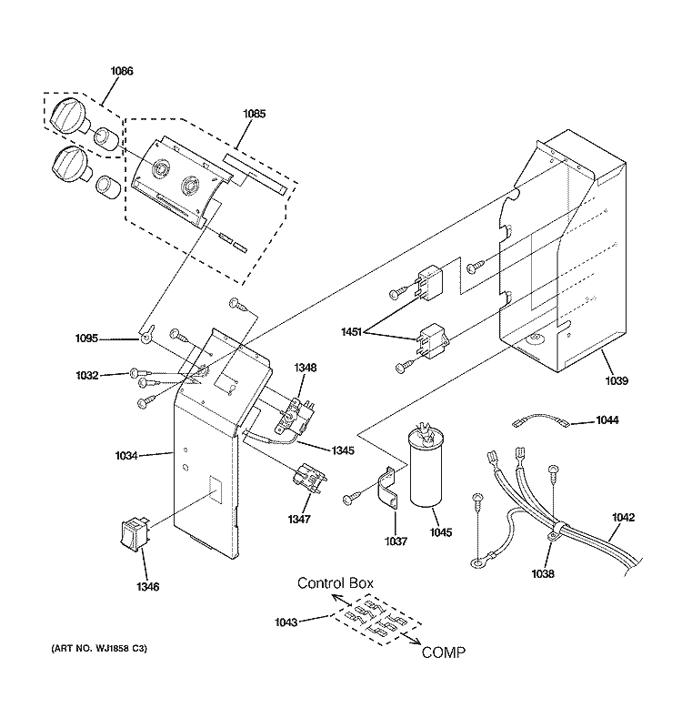 CONTROL PARTS Diagram and Parts List for AJCH10ACBW1  General Electric Air Conditioner