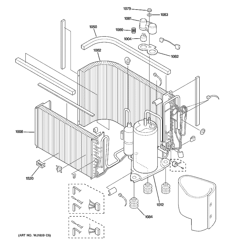 SEALED SYSTEM & COMPONENTS Diagram and Parts List for AJCH10ACBW1  General Electric Air Conditioner