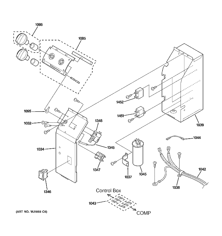 CONTROL PARTS Diagram and Parts List for AJCH10DCBW1  General Electric Air Conditioner