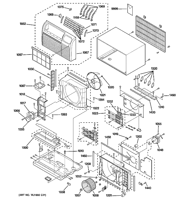 CABINET & COMPONENTS Diagram and Parts List for AJES10DCBW1  General Electric Air Conditioner