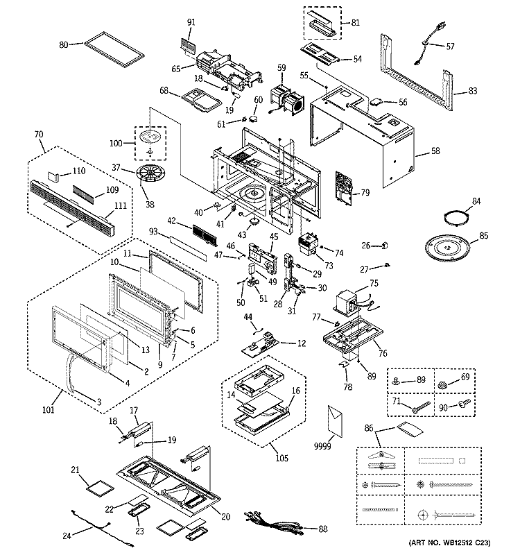 MICROWAVE Diagram and Parts List for JVM1430WD02  General Electric Microwave