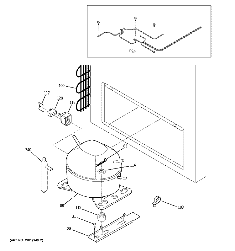 UNIT PARTS Diagram and Parts List for FCM15DPCWH  General Electric Freezer