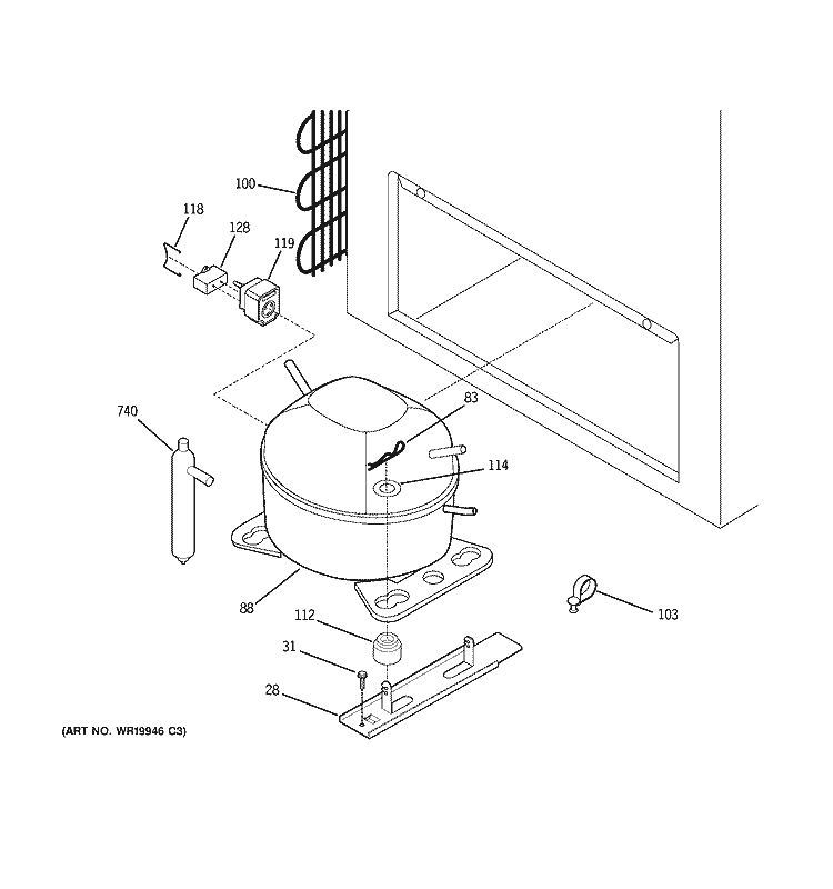 UNIT PARTS Diagram and Parts List for FCM20DPDWH  General Electric Freezer