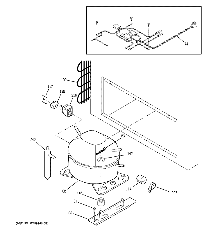 UNIT PARTS Diagram and Parts List for FCM25DMDWH  General Electric Freezer