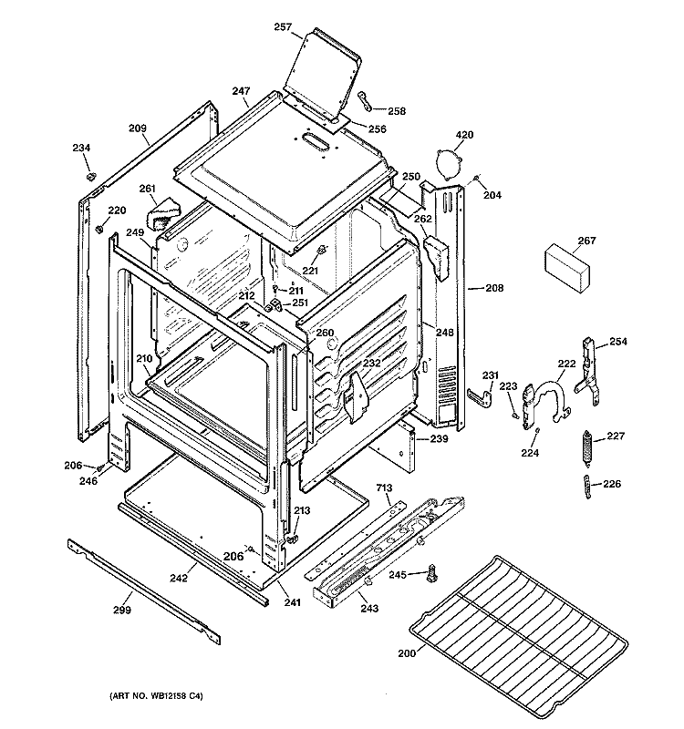 BODY PARTS Diagram and Parts List for AGBS300PK1BB  General Electric Range