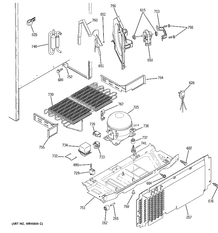 UNIT PARTS Diagram and Parts List for DTL18ICSMRBS  General Electric Refrigerator