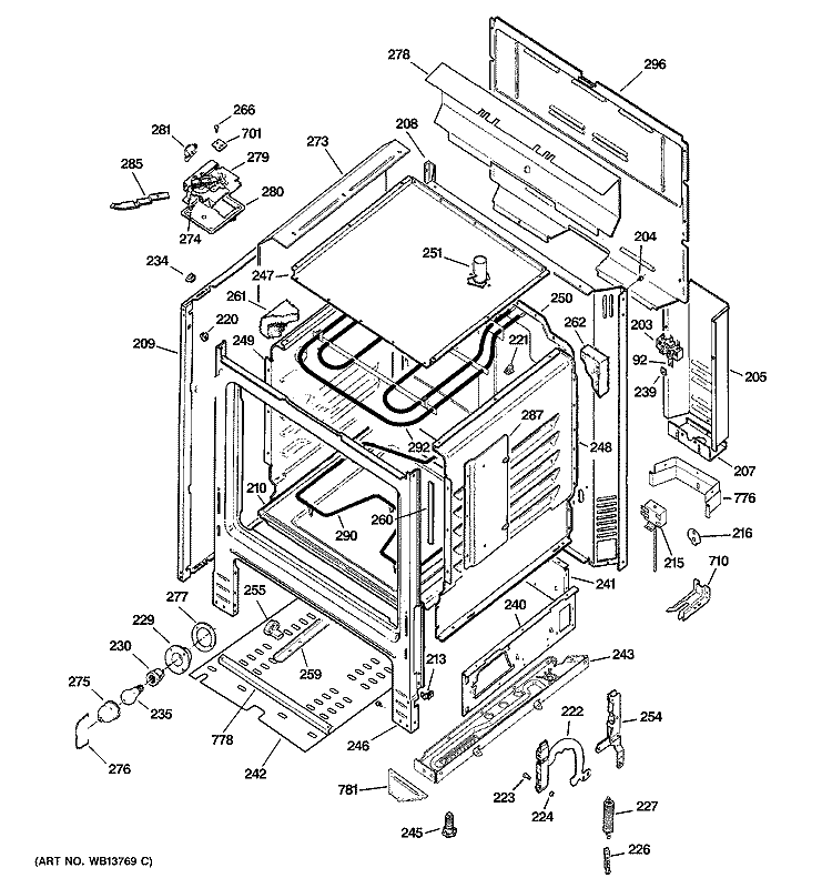 BODY PARTS Diagram and Parts List for JBP15CJ1CC  General Electric Range