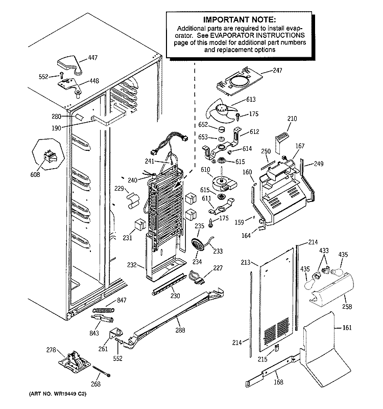 FREEZER SECTION Diagram and Parts List for GSK25LASBCCC  General Electric Refrigerator