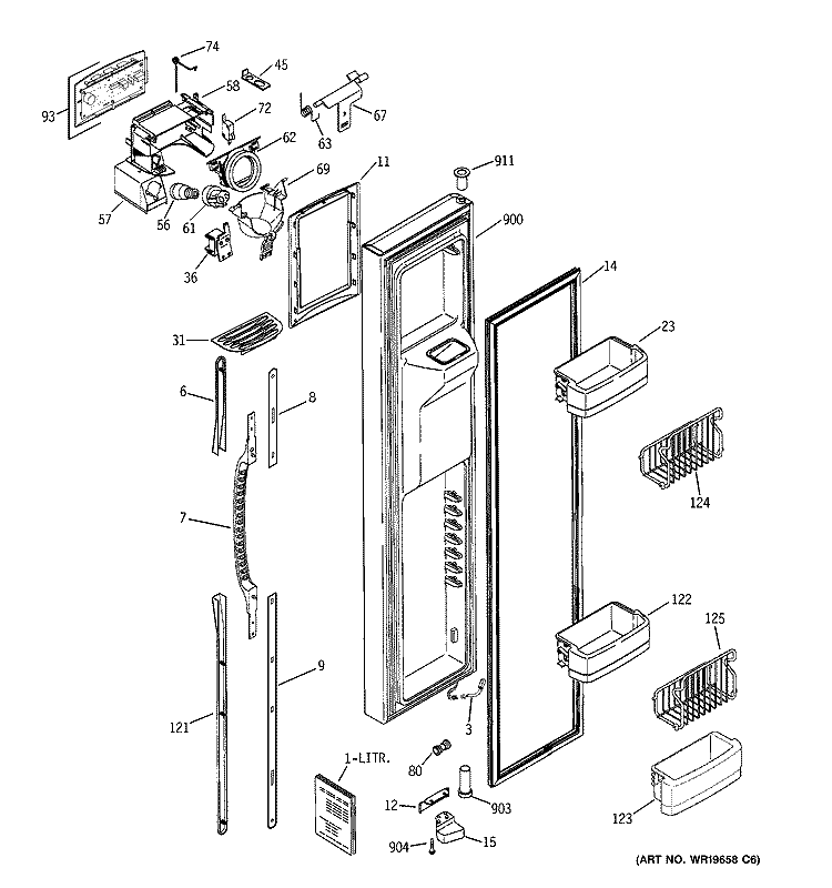 FREEZER DOOR Diagram and Parts List for PSG27NGSBFBB  General Electric Refrigerator