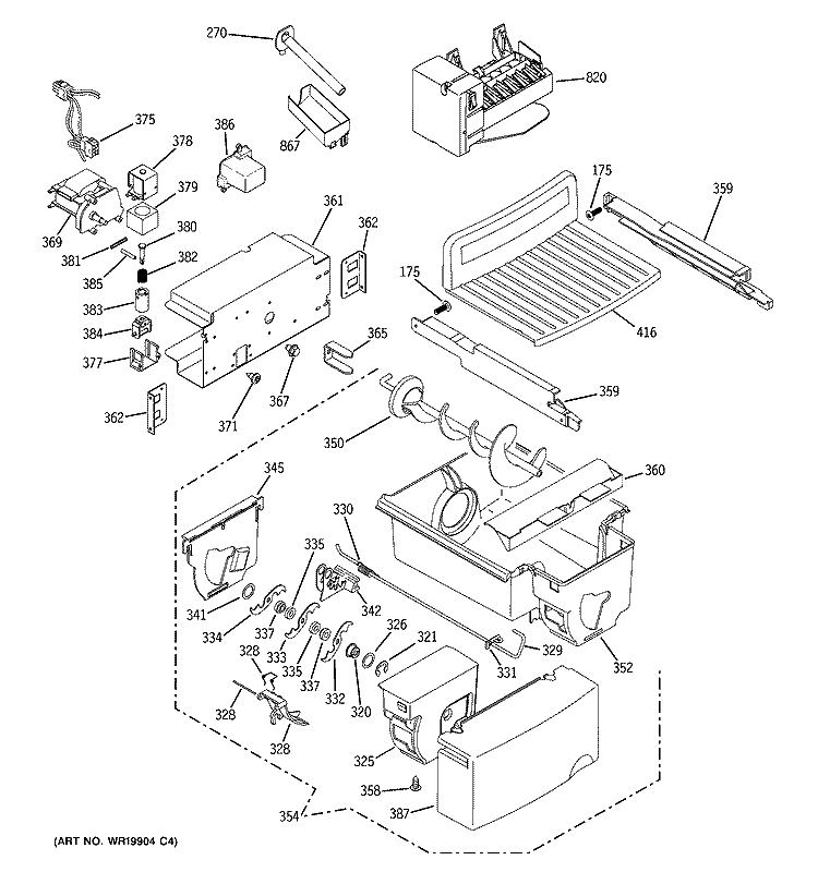 ICE MAKER & DISPENSER Diagram and Parts List for PSG27NGSBFBB  General Electric Refrigerator