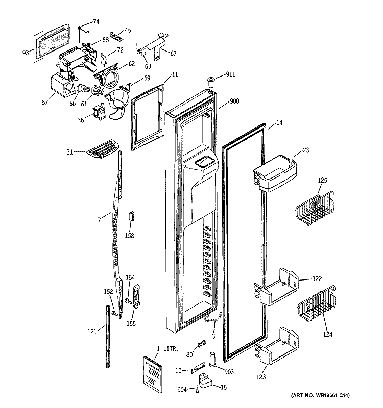 FREEZER DOOR Diagram and Parts List for PSG27NHSBCWW  General Electric Refrigerator
