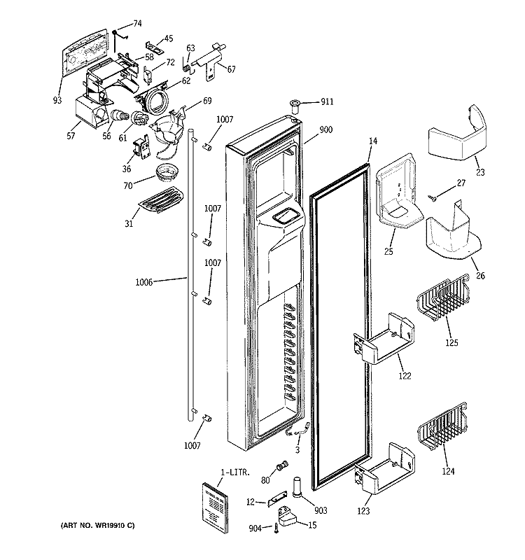 FREEZER DOOR Diagram and Parts List for ZFSB23DRFSS  General Electric Refrigerator