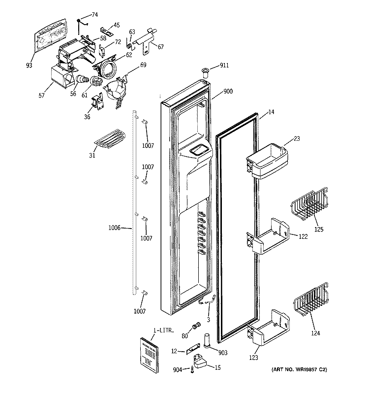 FREEZER DOOR Diagram and Parts List for ZSG27SGSBSS  General Electric Refrigerator
