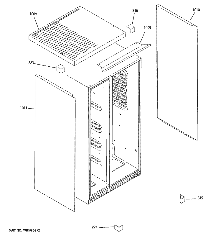 CLAD COMPONENTS Diagram and Parts List for ZSG27SGSBSS  General Electric Refrigerator