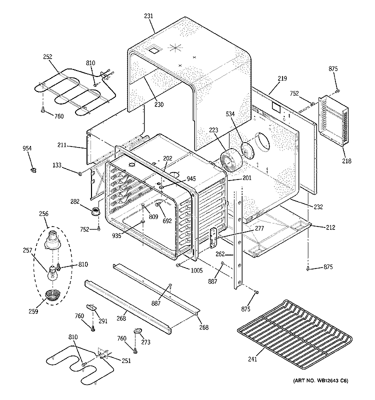 LOWER OVEN Diagram and Parts List for JTP28SK2SS  General Electric Microwave Oven Combo