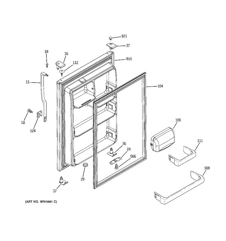 FRESH FOOD DOOR Diagram and Parts List for HTS18BCPNRWW  Hotpoint Refrigerator