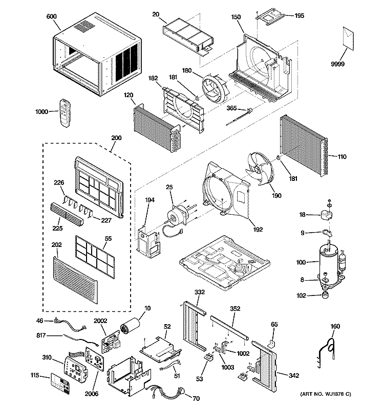 ROOM AIR CONDITIONER Diagram and Parts List for AGM24DJM1  General Electric Air Conditioner