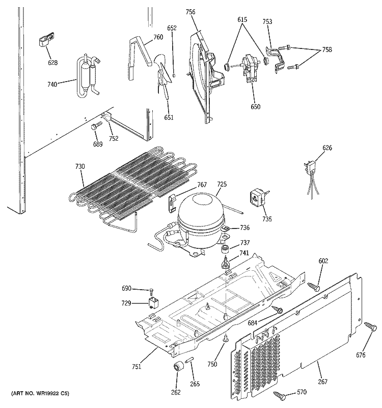 UNIT PARTS Diagram and Parts List for DTS18ICSPRWW  General Electric Refrigerator