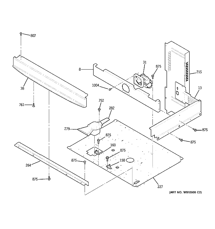 CENTER SPACER Diagram and Parts List for ZET3058WH2WW  General Electric Wall Oven