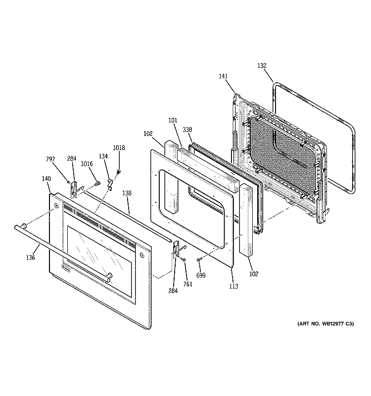 UPPER DOOR Diagram and Parts List for ZET3058WH2WW  General Electric Wall Oven