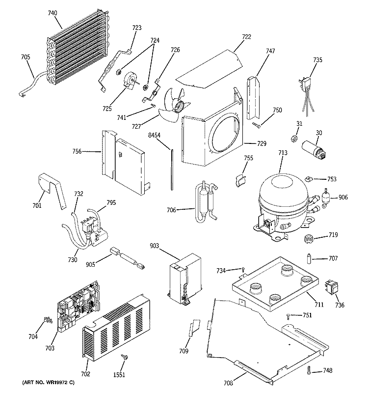 SEALED SYSTEM & MOTHER BOARD Diagram and Parts List for ZISB360DRG  General Electric Refrigerator