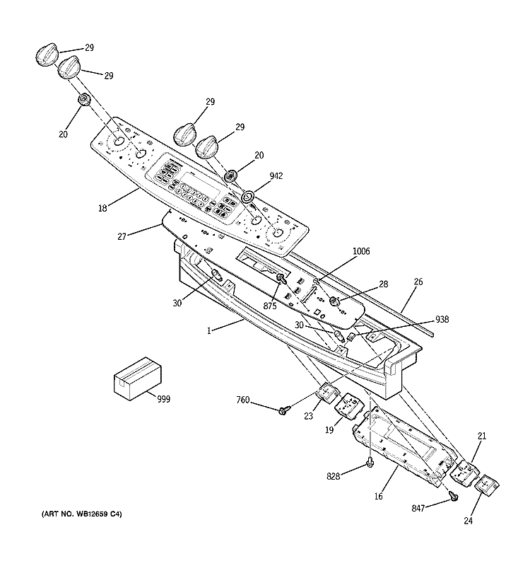 CONTROL PANEL Diagram and Parts List for JCS968SK1SS  General Electric Range