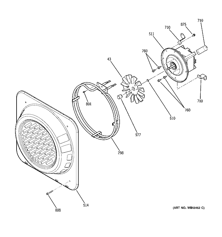 CONVECTION FAN Diagram and Parts List for JT930SK1SS  General Electric Microwave Oven Combo