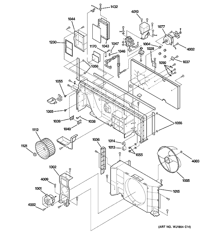 MOTOR & CHASSIS PARTS Diagram and Parts List for AZ28E12DACM1  General Electric Air Conditioner