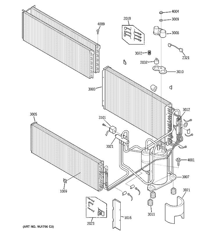 UNIT PARTS Diagram and Parts List for AZ35H07D2DM1  General Electric Air Conditioner