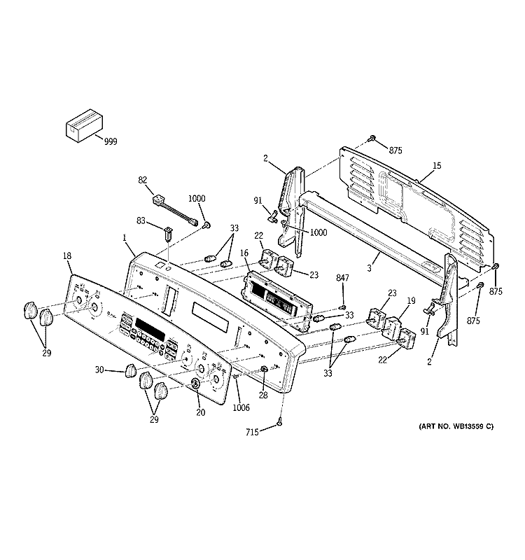 CONTROL PANEL Diagram and Parts List for JCB968BJ1BB  General Electric Range