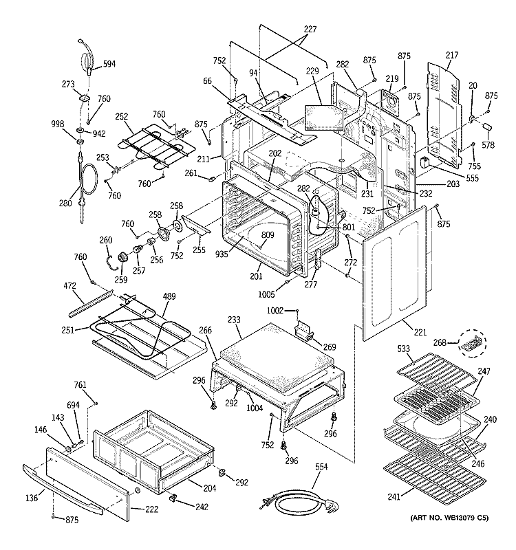 BODY PARTS Diagram and Parts List for JCB968WJ3WW  General Electric Range