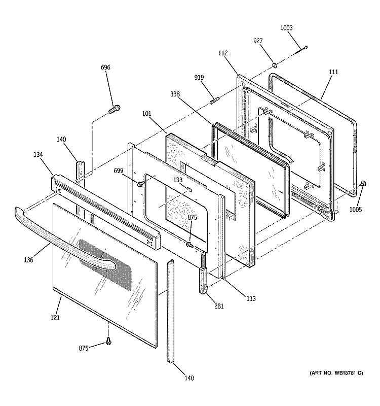 DOOR Diagram and Parts List for JCBP26BJ1BB  General Electric Range