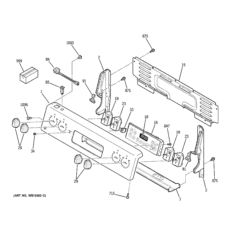 CONTROL PANEL Diagram and Parts List for JCBP35CJ3CC  General Electric Range